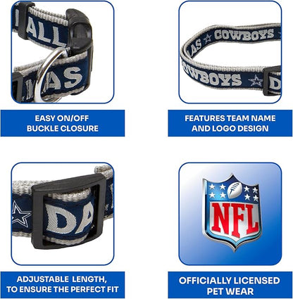 Pets First NFL Dallas Cowboys Licensed PET COLLAR, Small - Heavy-Duty, Strong, and Durable Dog Collar. Available in 31 Football Teams and 4 Sizes