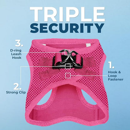 Best Pet Supplies Voyager Step-in Air All Weather Mesh Harness and Reflective Dog 5ft Leash Combo with Neoprene Handle, for Small, Medium and Large Breed Puppies - Set (Fuchsia), X-Small