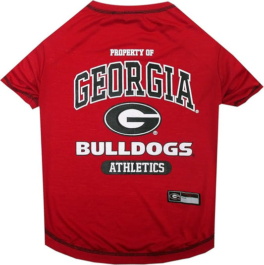 Pets First Collegiate GEORGIA BULLDOGS Dog T-Shirt, Large. - Licensed Shirt for Pets Team Colored with Team Logos.- Premium Stretchable Materials for the Comfrot of your Dog & Cat.