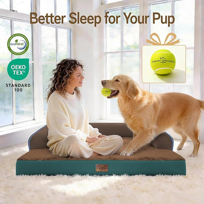 Comfort Expression Memory Foam Dog Bed for Large Medium Sized Dogs - Washable Dog Beds Waterproof Orthopedic Pet Couch Sofa Bolster with Removable Cover, 36 x 27