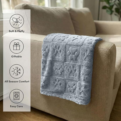 Americanflat 30x40 Jacquard Fleece Throw Blanket - Soft and Breathable Pet Blankets for Couches, Bed, Chair - Fleece Blanket for Home, Bedroom, or Outdoor - Gray Paw Print Blankets for Dogs or Cats