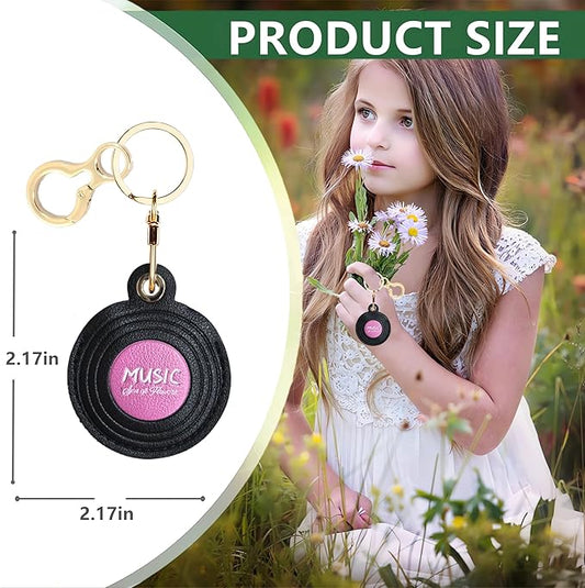 Leather Keychain Holder Case Compatible with AirTag,Cute Protective Cover with Keyring,Anti-Scratch Finder GPS Tracker Case for Wallet Keys,Bag,Pets,Backpack(CD Rose Red)