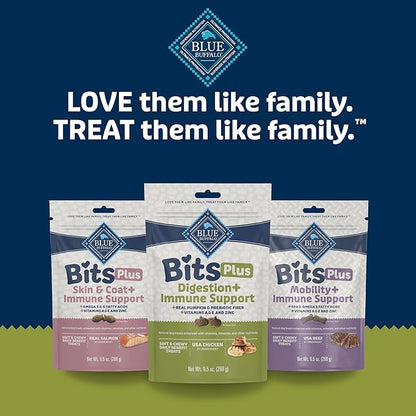 Blue Buffalo Blue Bits Plus Digestion and Immune Support Daily Benefit Dog Treats, Soft & Chewy Chicken and Pumpkin Morsels, 9.5-oz. Bag