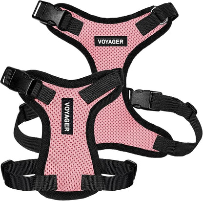 Voyager Step-in Pet Harness - All Weather Mesh, Adjustable Step in Harness for Cats and Dogs by Best Pet Supplies - Pink/Black Trim, XL