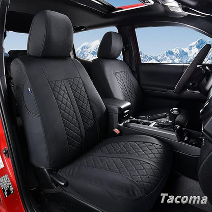 Truckiipa Tacoma Leather Car Seat Covers Full Set Truck Seat Covers Cushion Fit for 2016-2023 Toyota Tacoma Double Crew Cab, Full Set, Black