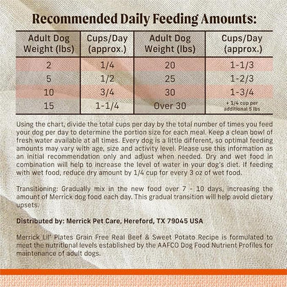 Merrick Lil’ Plates Premium Grain Free Dry Dog Food For Small Dogs, Real Texas Beef And Sweet Potato Kibble - 4.0 lb. Bag