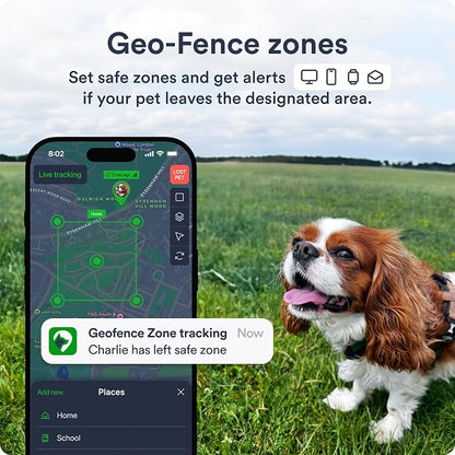 Petloc8 Dog GPS Tracker for Dogs, 4G LTE Real Time Tracking & Geo-Fence Alert, Waterproof-Long-Life Battery Pet Tracking Device for Small Medium Large Dogs, Collar-Compatible(Subscription Required)