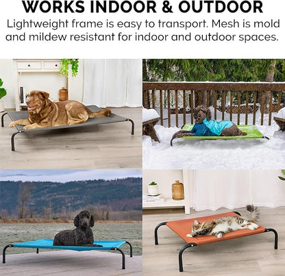 FurHaven Elevated Pet Cots - Cooling & Breathable Nylon Mesh Hammock for Dogs/Easy-to-Assemble / / Durable and Reinforced/Perfect for Rest & Relaxation Outdoors - Graphite Gray, Medium