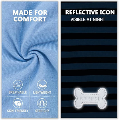 KYEESE 2Pack Dog Shirt, Soft Striped Dogs T Shirts, Lightweight Doggie Tank Top Cat Clothes, Sleeveless Dog Shirt for Small Dogs, Stretchy Pet Vest, Dark Blue, Medium
