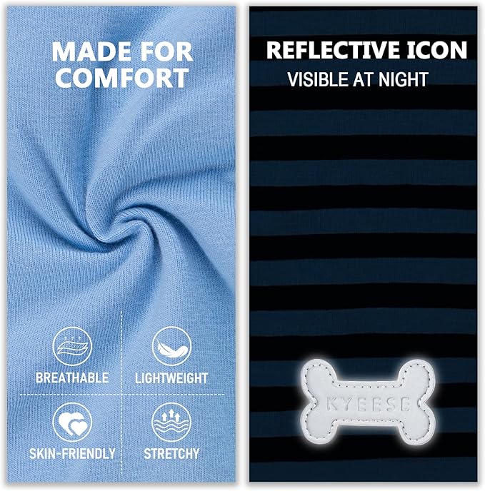 KYEESE 2Pack Dog Shirt, Soft Striped Dogs T Shirts, Lightweight Pet Tank Top, Sleeveless Dog Shirt for Small Dogs, Stretchy Comfortable Pet Vest, Dark Blue, Large