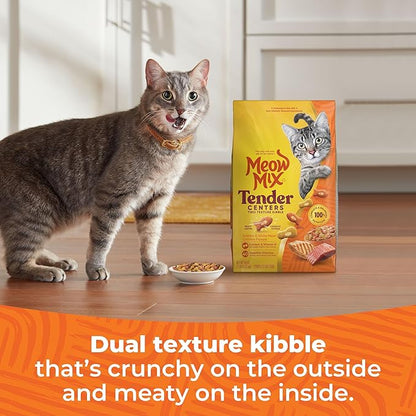 Meow Mix Tender Centers Dry Cat Food, Salmon & White Meat Chicken Flavors, 3 Pound Bag (Case of 4)