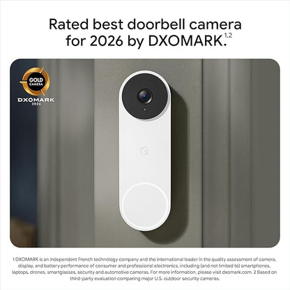 Google Nest Doorbell (Wired, 3rd Gen) - 2K Video and Gemini, Live View, Night Vision, 2-Way Audio - Works with Google Home - 2025 Model - Hazel