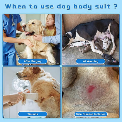 2 Packs Breathable Cotton Dog Recovery Suit for After Neuter Spay Abdominal Wounds Protector, Professional Anti-Licking Onesies for Male Female Pets Surgery Bandages, 2XL Black Grey Pure