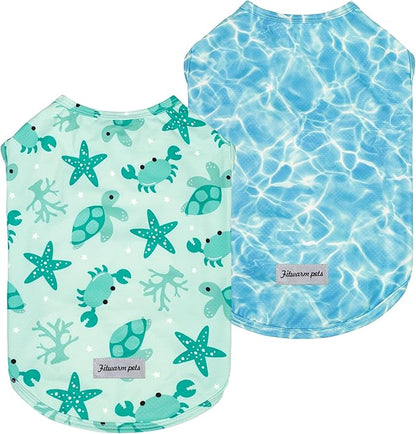 Fitwarm 2 Pack Marine UPF 50+ UV Sun Protection Dog Shirt, Lightweight Cooling Vest, Quick Dry Summer Clothes for Small Dogs Boy Girl, Pet Outfit, Sky Blue, Mint Green, Medium