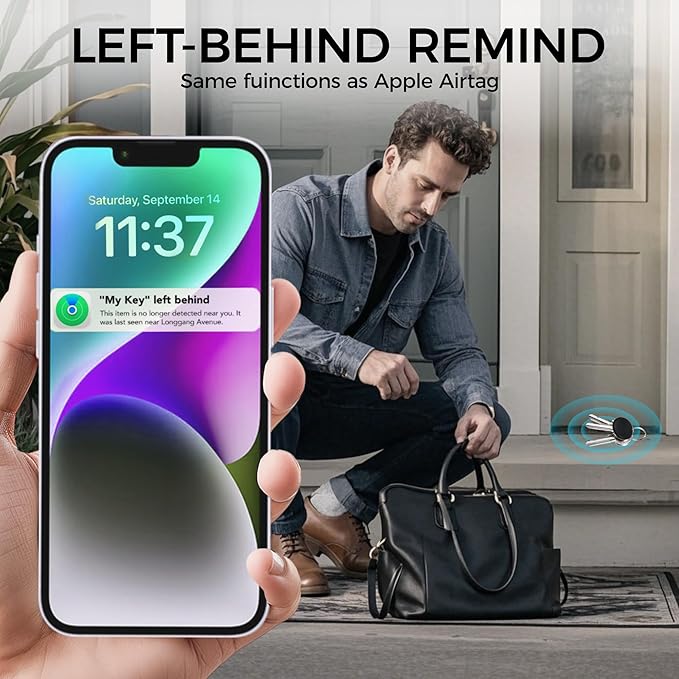 Air Tracker Tags 2-Pack, Waterproof IP67 | 90dB Loud, Bluetooth Tracker Works with Apple Find My (iOS only), Tracker Tag Locator for Keys,Luggage,Backpack etc
