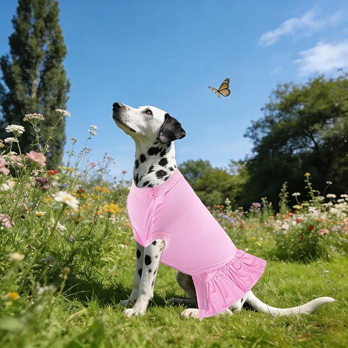 4PCS/Pack Dog Dresses Shirts Pink for Medium Dogs Girl Female Purple Red Skirts Spring Summer Clothes Pet Apparel Cat Sundress Stretchable Lightweight Outfit M