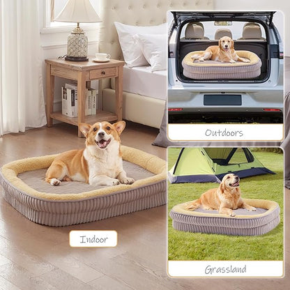 Orthopedic Dog Bed for Large Dogs Breeds, High Density Egg Crate Foam Dog Sofa Beds,Oval Kennel Bed, Pet Couch Bed with Four Sided Bolster, Removable Washable Cover& Non-Slip Bottom