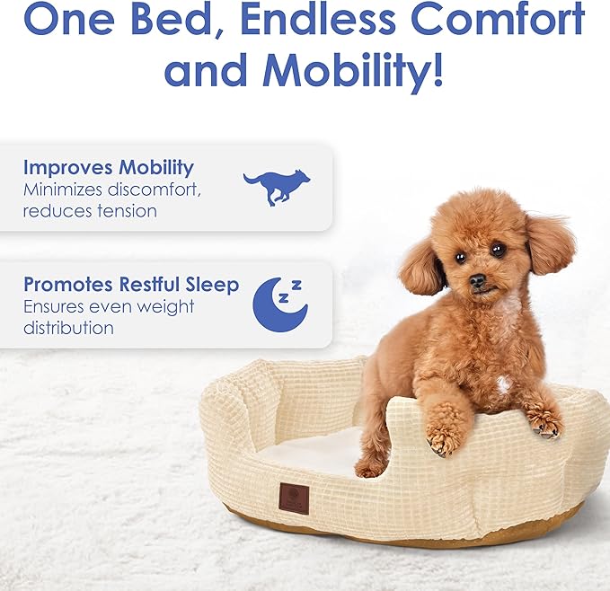 American Kennel Club 26" Clamshell Cuddler Dog Bed - Plush Popcorn Texture, Washable, Non-Slip, for Medium & Large Dogs