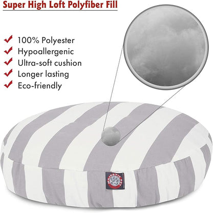 Majestic Pet Indoor Outdoor Vertical Stripe Round Pet Dog Bed with Removable Washable Cover, Gray, Medium