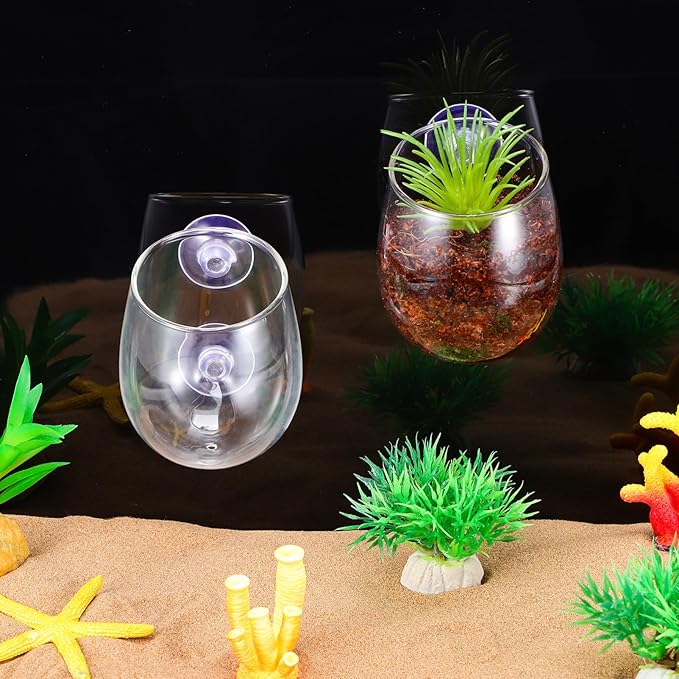 Toddmomy Aquarium Plant Holder 2 Pack with 4 Suction Cups Clear Aquatic Plant Pots for Fish Tank Decoration Betta Resting Spot and Aquascaping Accessory