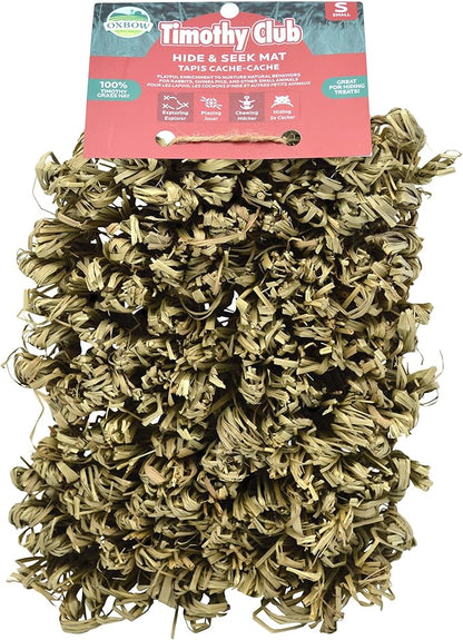 Oxbow Timothy Hay Hide & Seek Mat, Small – Rabbit & Guinea Pig Toys for Chewing & Relaxation, Enrichment for Bunny, Hamster, Chinchilla, Rat, Timothy Hay Small Animal Cage Accessories