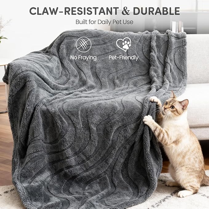 Waterproof Dog Blanket for Couch – Double Sided Washable Cat Puppy Blanket, Durable Furniture Protector for Dogs and Cats, Grey L(60×50)"