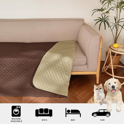 NICETOWN Dog Bed Cover for Pets Blankets Rug Pads for Couch Protection Waterproof Bed Covers Dog Blanket Furniture Protector Reusable Changing Pad, 62 x 82 inch, 1 Panel, Chocolate/Sand