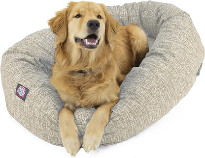 Majestic Pet 24 Inch Bagel Calming Dog Bed Washable – Cozy Soft Round Dog Bed with Spine Support for Dogs to Rest Their Head - Fluffy Donut Puppy Mat 24x19x7 (Inch) Small – Tan