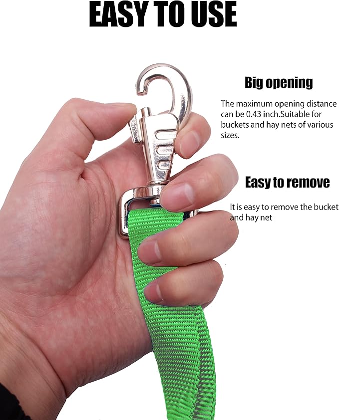Adjustable Nylon Bucket Strap （3 Pack）- for Hay Nets, Water Buckets, Hanging Strap,Horse Outdoor Feeders,Heavy Duty Horse Water Feed, 30" (Fluorescent Green)