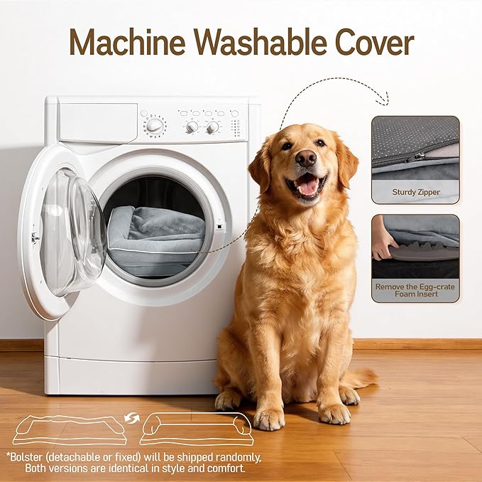 Comfort Expression Extra Large Dog Bed Orthopedic - XL Washable Pet Bed for Big Dog Waterproof Pet Couch Memory Foam Sofa Bolster with Removable Cover - 42 x 30