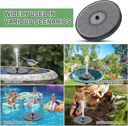 Yzert Solar Fountain for Bird Bath Direct Sunlight High Efficiency 3.5W Glass Panel Solar Water Fountain Outdoor Garden Flower (Black)