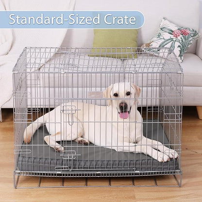 Vonabem Outdoor Waterproof Dog Bed Washable, XL Large Crate Pad 42 inch, Wipeable Leather Pet beds with Removable Cover, Foam Orthopedic Anti-Slip Kennel Pads Reversible, 41"x27" Grey