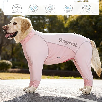 Dog Sun Protection Cooling Suit UPF 50+, Quick-Dry Breathable Jumpsuit for Large & Medium Dogs, Outdoor Dirt-Resistant Shedding Control Pet Apparel (Blush Pink, 7X-Large)