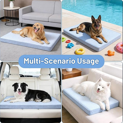 Orthopedic Memory Foam Dog Bed,Cooling Dog Beds for Dogs, Washable Pet Beds for Crate with Faux Fur Cover, Waterproof Lining, (XX-Large:47"x29"x3.5", Cooling Surface)