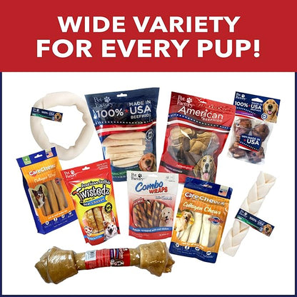 Pet Factory 100% Made in USA Beefhide 7" Rolls Dog Chew Treats - Natural Flavor, 4 Count/1 Pack