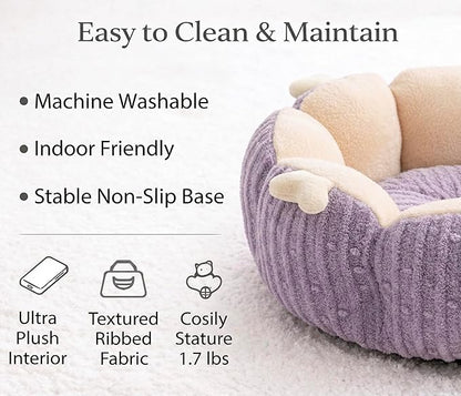Cat Cave Bed for Indoor Cats - Calming Plush Cat Bed, Washable Anti-Slip Cat Nest, Cozy Kitten Bed 18 Inch for Cats up to 15 lbs