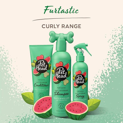 Pet Head Furtastic Dog Shampoo | Watermelon Scent | Dog Shampoo for Smelly Dogs | Knot Detangler | Care for Long, Tangly Curls & Coats | Vegan | Gentle Formula for Puppies | Made in USA | 16 fl. oz.