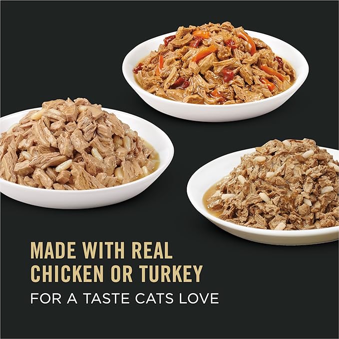 Purina Pro Plan Gravy,High Protein Wet Cat Food Variety Pack,Complete Essentials Chicken and Turkey Favorites - 3 oz. Cans,(Pack of 48)