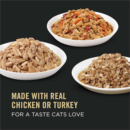 Purina Pro Plan Gravy,High Protein Wet Cat Food Variety Pack,Complete Essentials Chicken and Turkey Favorites - 3 oz. Cans,(Pack of 48)