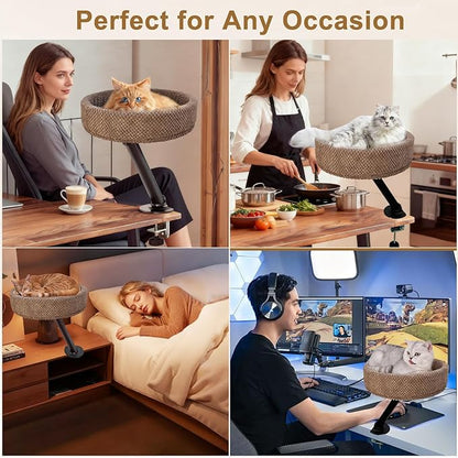 Simcat Modern Desk Cat Bed, Pet Cat Bed for Table Supports Up to 40 lbs, Removable Study Office Game Tables Indoor Cats Desk Beds