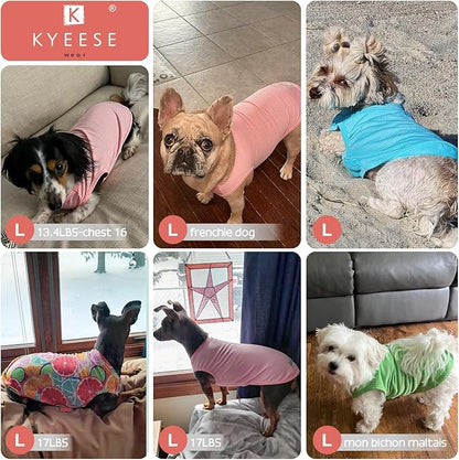 KYEESE 2Pack Dog Shirt, Lightweight Sun Protection Dog T Shirts for Small Dogs Boy Girl, Breathable Mesh Tank Top Sleeveless Pet Reflective Vest, Soft Summer Dogs Clothes, Hawaii+Green, L
