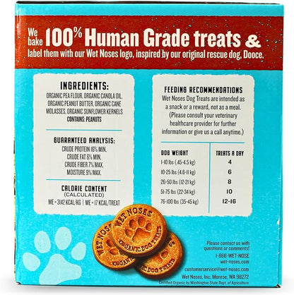 Wet Noses Organic Crunchy Dog Treats – All-Natural, Human-Grade, Non-GMO, Healthy Training & Delicious Snacks for All Dog Sizes & Breeds – Peanut Butter & Molasses (Grain Free), 5lb (Single Pack)
