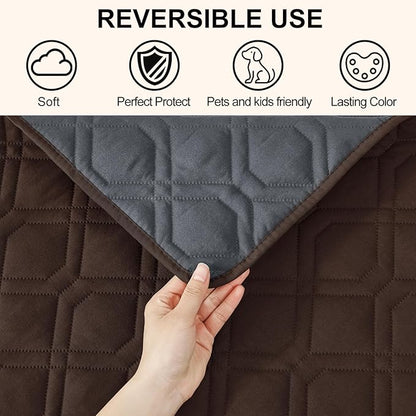 Smiry Reversible Waterproof Couch Covers for Sofa, Washable Dogs Couch Covers for 3 Cushion Sofa Pet Friendly, Water Resistant Furniture Protector Slipcover, Geometric (52"x82", Chocolate/Dark Grey)