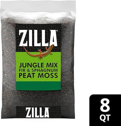 Zilla Pet Reptile Terrarium Substrate Bedding, Jungle Mix, for Frogs, Rainforest Geckos, Toads and Snakes, 8 Quart