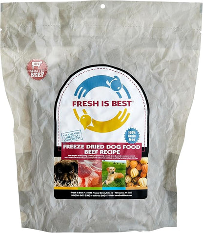 Fresh Is Best Beef Freeze Dried Dog Food – Raw Dog Food Toppers for Puppies & Adult Canines – High-Protein Freeze Dried Beef in Resealable Zipper Bag – Made in the USA – Beef, 8 oz