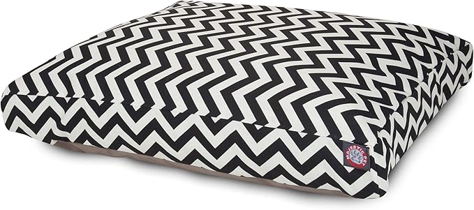 Majestic Pet Chevron Rectangle Dog Bed Washable – Non Slip Comfy Pet Bed – Crate Bed with Removable Washable Cover – Kennel Bed for Sleeping, Polyester Fiber, Medium, Black