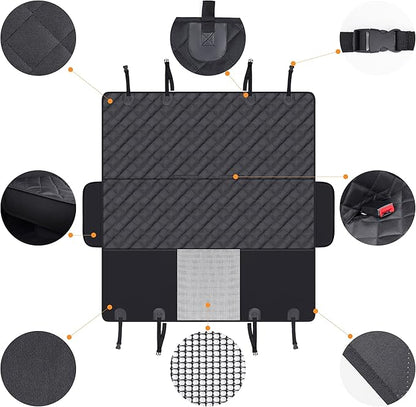 GXT Dog Back Seat Cover Protector for Cars SUV and Trucks with Mesh Window, Scratchproof Nonslip and Waterproof Material(Black)