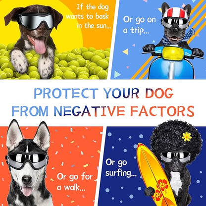 NVTED Dog Sunglasses Dog Goggles, UV Protection Wind Dust Fog Protection Pet Glasses Eye Wear Protect with Adjustable Strap for Medium or Large Dogs (Pack of 2)