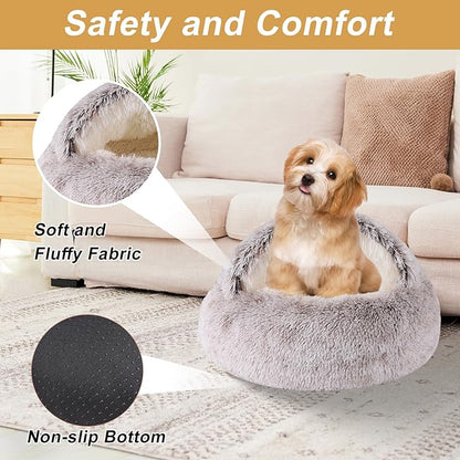 Dog Beds for Small Dogs, Cat Bed Cave, Washable Cute Cat Bed, Cozy Nook Pet Bed for Dogs or Cats, Anti-Slip Puppy Bed Fits up to 22 lbs Pets(Coffee, 24" x 24")
