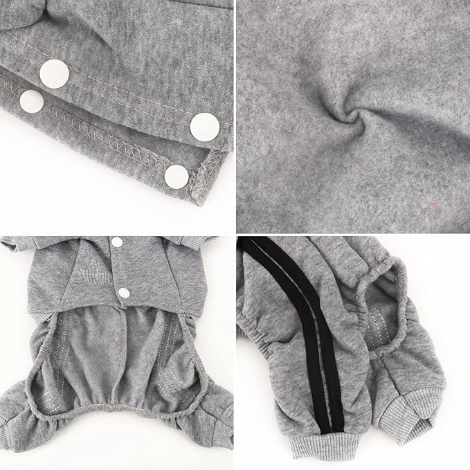 Dog Hoodie Security Clothes 4 Legs Jumpsuit Sweatshirt Hoodies Soft & Warm Dog Outfit Pullover Winter Clothes Dog Sweater for Small Medium Large Dogs Cats (Gray, Large)